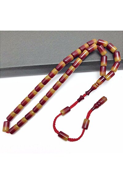 KANUNİ TESBİH Crimson Amber Prayer Beads in Melon and Red Tones
