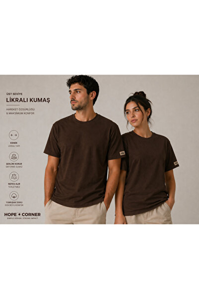 hope corner Unisex Basic Tişört %100 Pamuk Likralı Rahat Kalıp Beyaz