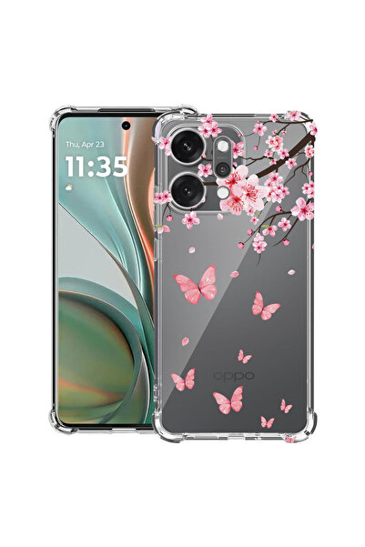 bestcase Husă Antișoc pentru OPPO Reno14, Floare de cireș roz și fluturi, 205...