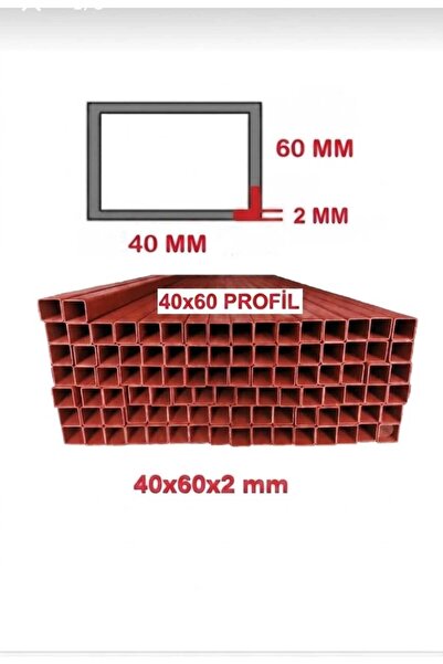 setkon TOSÇELİK Boyalı (2mt) 40 x 60 x 2 mm Kutu Profil Boru Metal 40x60x2 De...