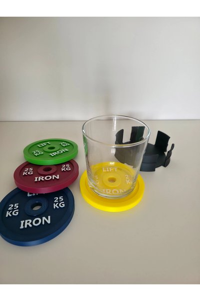 Orvia Life Spor Gym 4-Piece Coaster Set and Stand Decorative Stylish and Durable Design