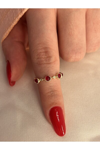 Nilly Jewelry Ayarlanabilir Yeşil Taşlı Yüzük