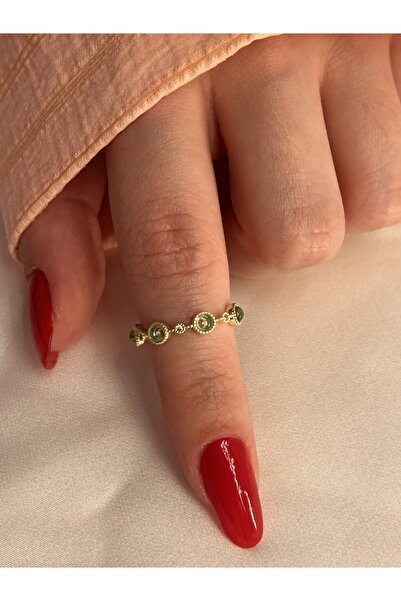 Nilly Jewelry Ayarlanabilir Yeşil Taşlı Yüzük