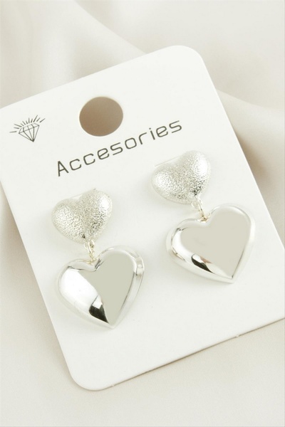 ZERO LAND Ilkeshop Heart Tr Metal (223202) Earring-Silver Color