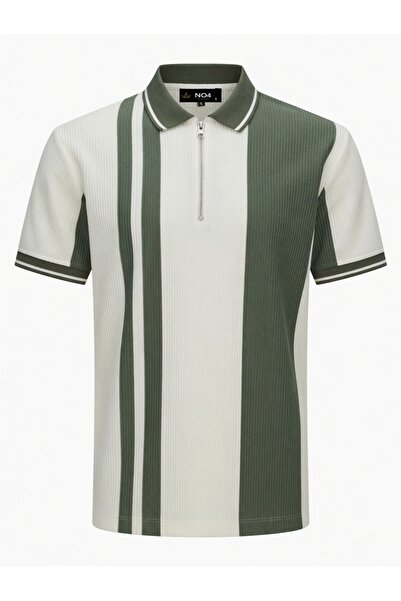 no4 style ERKEK FERMUARLI POLO YAKA ÇİZGİLİ YAZLIK TİŞÖRT