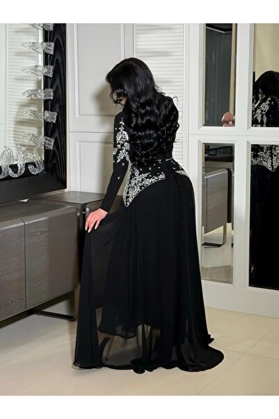 DESİGN فستان سهرة أسود فاخر بتصميم ملكي أنيق ✨