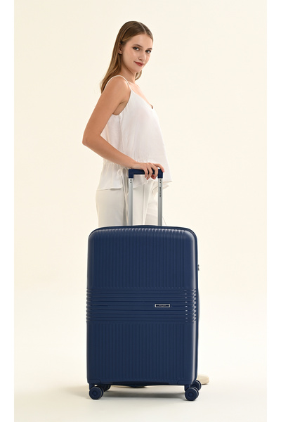 Pierre Cardin Trolley Mavi Büyük Boy Kumaş Valiz - 120 L Geniş Hacimli Seyaha...