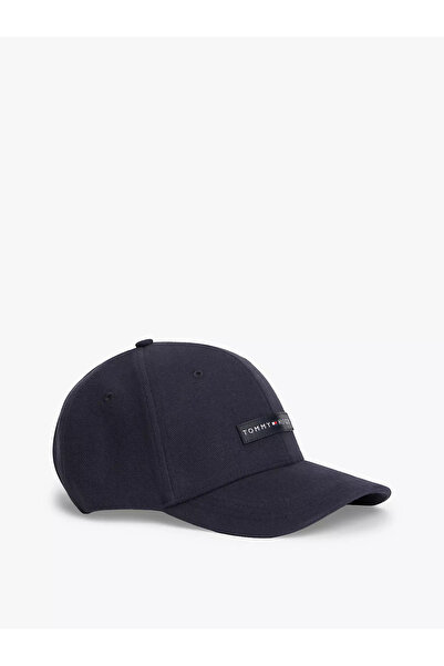 Tommy Hilfiger Erkek Logo Etiketli Pamuklu Kanvas Lacivert Şapka