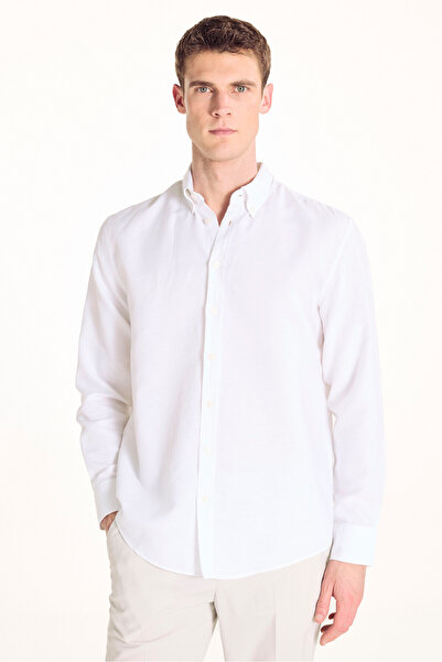 Ted Baker Beyaz %100 Keten D Yaka Comfort U Kol Oxford Gömlek