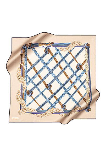 Pierre Cardin Beige 90X90 Silk Crepe Satin Scarf