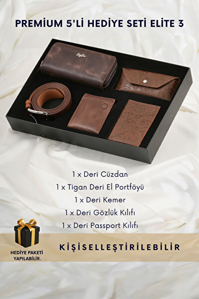 CüzCan Elite 3 Premium Hakiki Deri Cüzdan, El Portföyü, Kemer, Gözlük ve Pass...