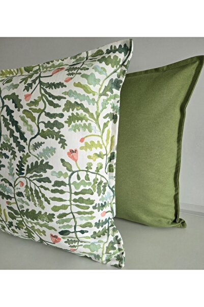 Fabric by Gülçin KETEN PAMUKLU DOKU KUMAŞ BEYAZ-YEŞİL SARMAŞIK DESEN KIRLENT ...