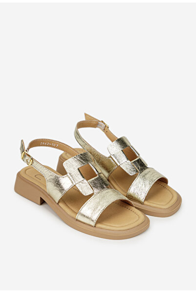 Dasha NUR women's golden Sandals made of genuine Leather