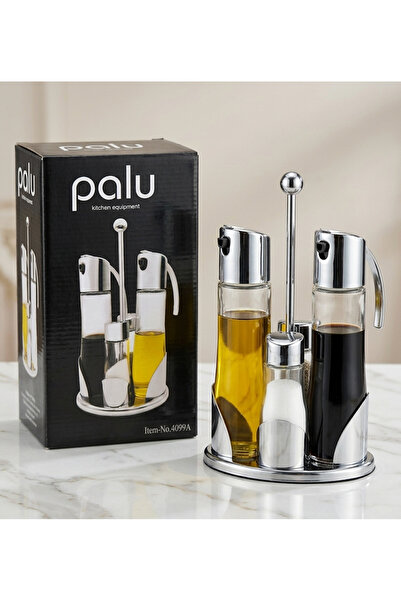 PALU 5 Piece Oil Container, Vinegar Container, Salt and Pepper Shaker Set wit...