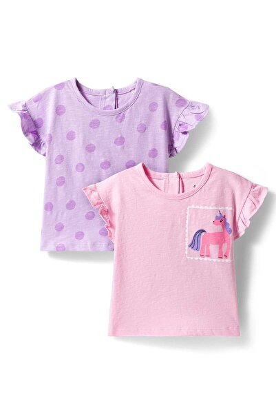 Bonfino 100% Cotton Unicorn & Polka Dots Printed Half Sleeves T-Shirts (Pack ...
