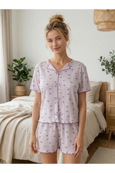 Boxtobox Yazlık V Yaka Kaşkorse Fiyonk Detaylı Pijama Takımı