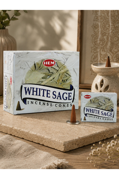 Hem Tütsü White Sage Konik Tütsü 120 Adet – Doğal Beyaz Adaçayı Kokulu Konik Tütsü