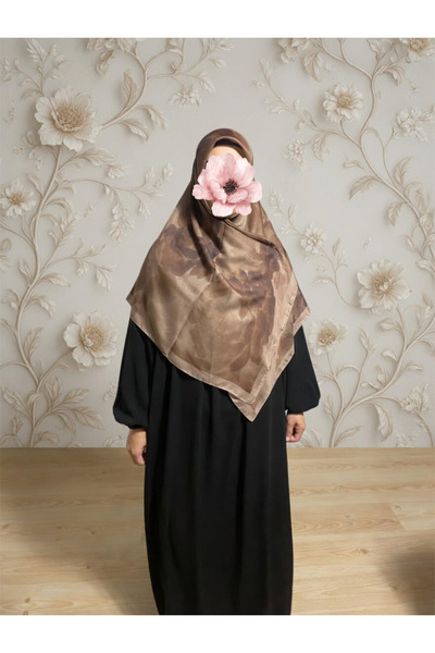 Nakişce Büyük Boy Flora Desen Vual İpek eşarp 115x115cm