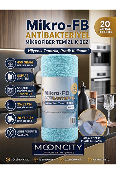 mooncity Premium Mikrofiber Temizlik Bezi Rulosu – Ocean Breeze | • Yıkanabil...
