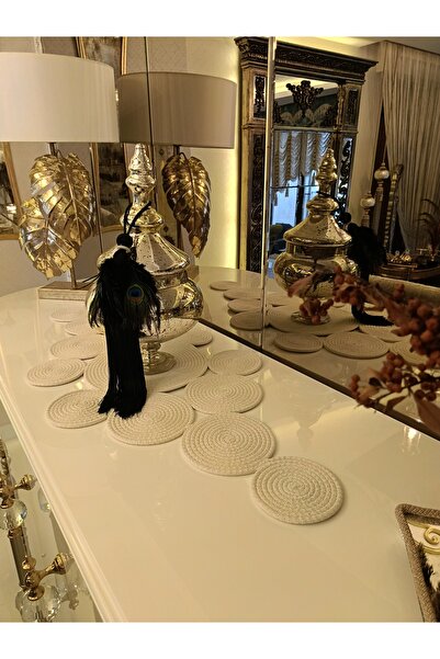 NB Neubella Home طاولة قهوة كبيرة من كارتوبو بتصميم أمريكي من الخوص، طاولة مط...