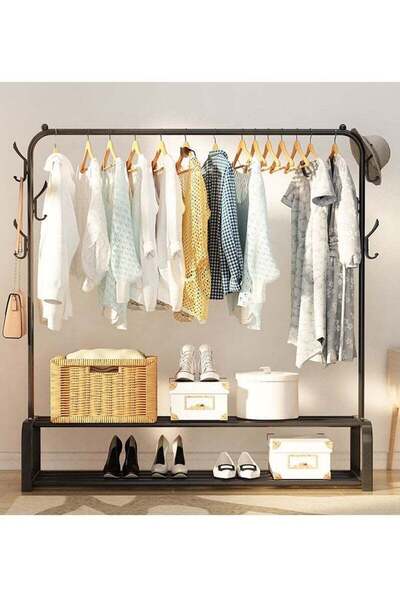 Yelajoy Floor-standing clothes rack, bedroom clothes rack, double rod/single ...