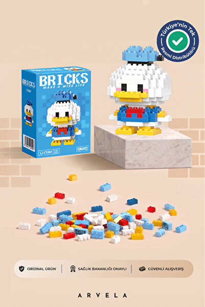 Bricks make a wise life Donald Duck Karakteri - Eğitici Oyuncak Yapboz - Orij...
