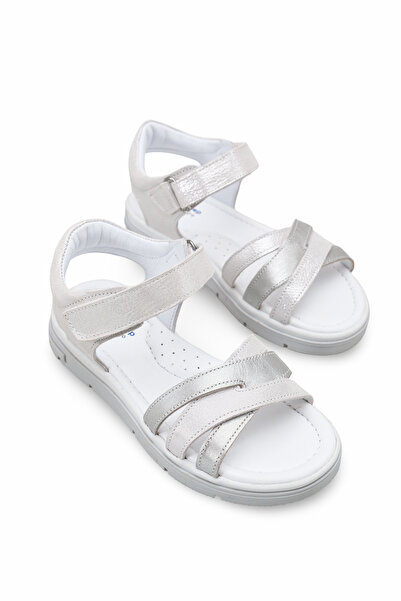 lina step Genuine Leather Glittery Orthopedic Sole Velcro Girls' Sandals