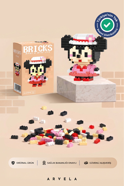 Bricks make a wise life Minnie Mouse Karakteri - Eğitici Oyuncak Yapboz - Ori...