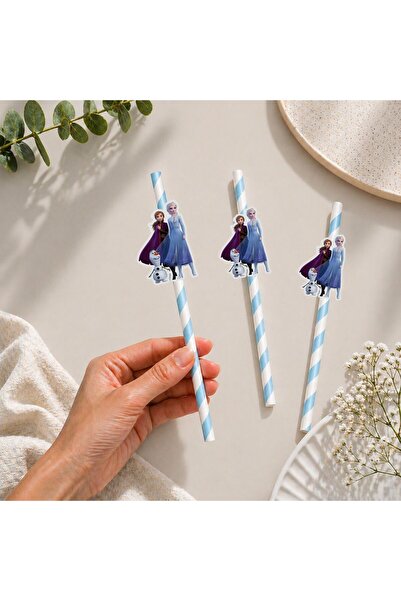 Partiden Elsa Frozen Fiğürlü Kağıt Pipet 10 Adet