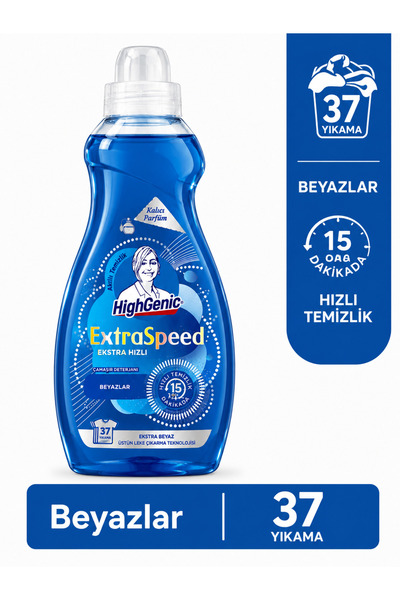 Highgenic ExtraSpeed Ekstra Hızlı Sıvı Çamaşır Deterjanı Beyazlar İçin 37 Yık...