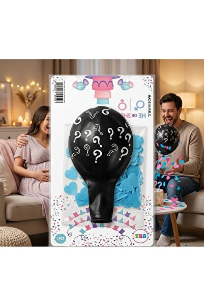 Kuzey Tacı Cinsiyet Öğrenme Balon Seti Mavi & Pembe Konfetili "Boy or Girl" B...