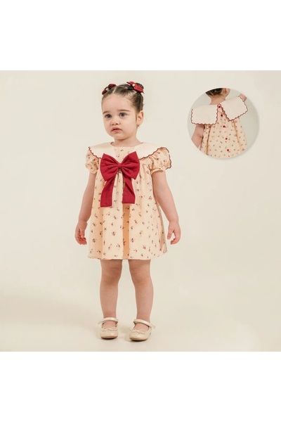 blumi kids Kız Bebek Çıtır Çiçek Desenli Bebe Yaka Elbise