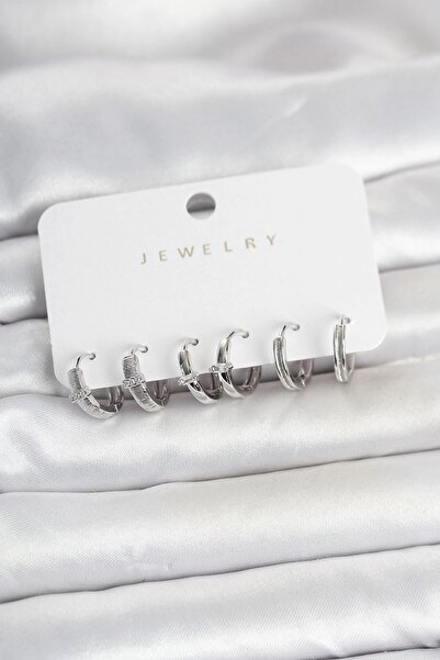 Generic Brand Dgc Avm ®   Brass Silver Color Hoop Women's Earring Set