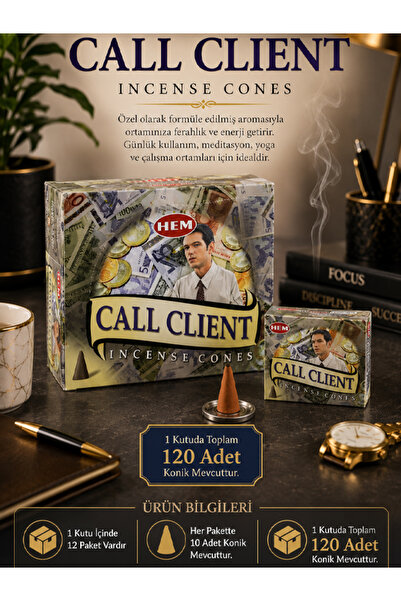Hem Tütsü Call Client Konik Tütsü 120 Adet – Enerji ve Motivasyon Aromalı Konik Tütsü