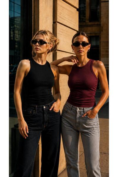 pandy 2-Pack Women's Premium Texture Ribbed Halter Neck Cotton Tank Top