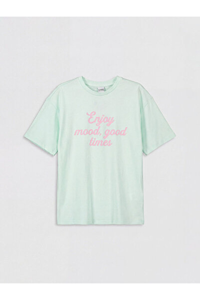 LC Waikiki Özmarka New Season Crew Neck Slogan Printed Girls' T-Shirt