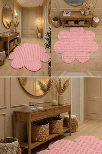 ALgorand Home Bubble Peluş Papatya Halı Yumuşak Dokulu Kaymaz Taban Çiçek Model Dekoratif Halı