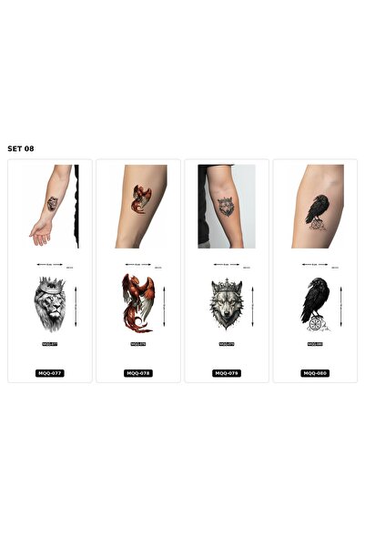 Airbrush Tattoo Yapıştırma Dövme 4 Adet Birden 1 Hafta Kalıcı Geçici Dövme Ha...