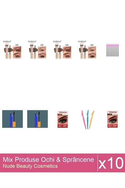 Makeup Set Mix 10 produse Rimel Sprancene: Rimel sprancene Olibolla #03 Aubur...