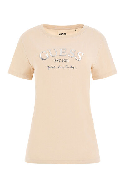 Guess MARGOT SS T-SHIRT Kadın Krem T-shirt V5RI16J1314-A13W