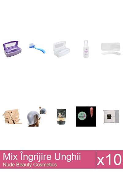 Makeup Set Mix 10 produse Ingrijire Unghii: Perie unghii cu capac pentru depr...