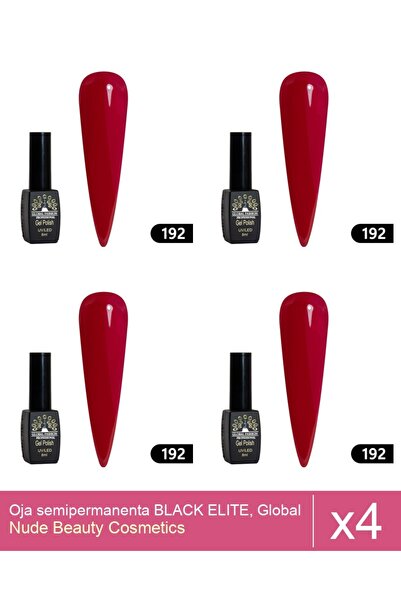 Makeup Set 4x Oja semipermanenta BLACK ELITE, Global Fashion 8 ml,192