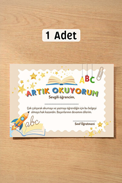 Metranya 1 Adet Artık Okuyorum Belgesi, Okuma Bayramı Belgesi Okumaya Geçtim ...
