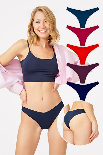 Homay 5-Pack Laser Cut Basic Brazilian Panties
