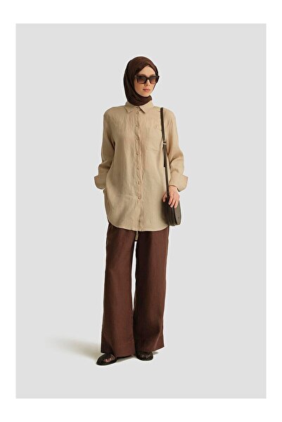 LC Waikiki Nevavm Linen Tunic with Difference 25Yd4231-1 Beige