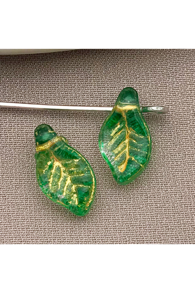 Choice3 26696-50pcs 20/50pcs 7*12mm Gold-Trimmed Mini Laurel Leaves, Czech-st...