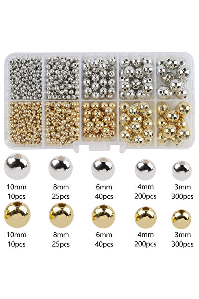 Choice silver 950PCS 3/4/6/8/10MM CCB Gold Silver Color Spacer Round Loose Be...