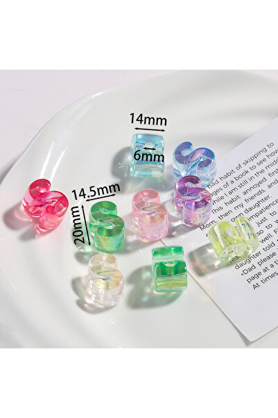 Choice6 5PCS S 5Pcs Mixed Color Clear Acrylic Letter Beads Loose Beads For Je...
