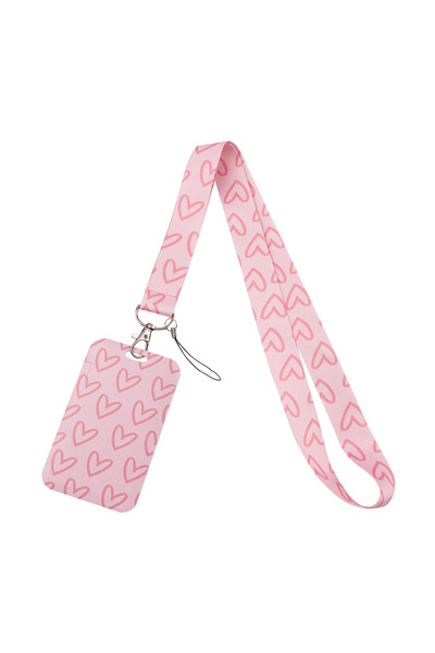 Choice5 Pink Pink Colorful Love Heart Credential Holder Lanyards for Key Neck...