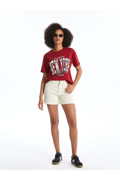 LC Waikiki Nevavm High Waist Standard Fit Women's Jean Shorts with Difference